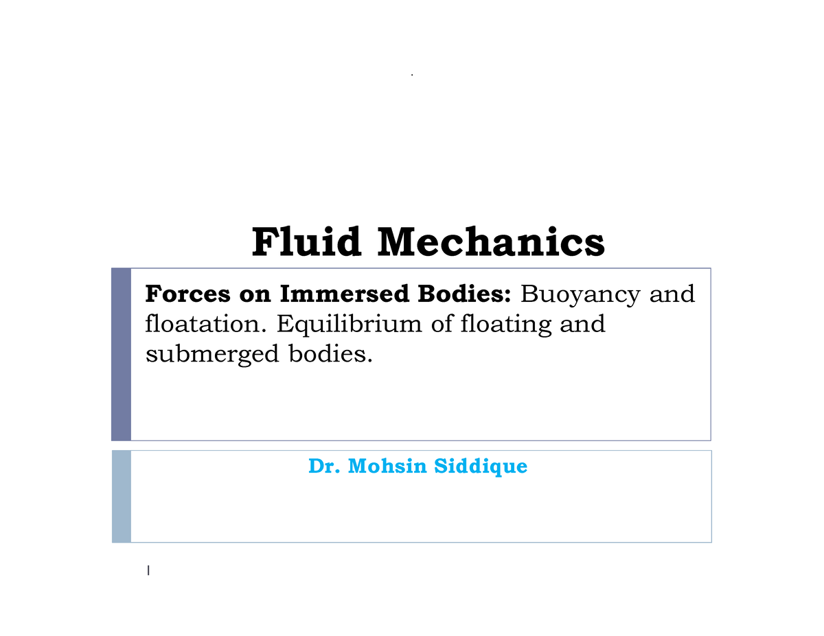 4. Buoyancy And Floatation - ** ** - Studocu