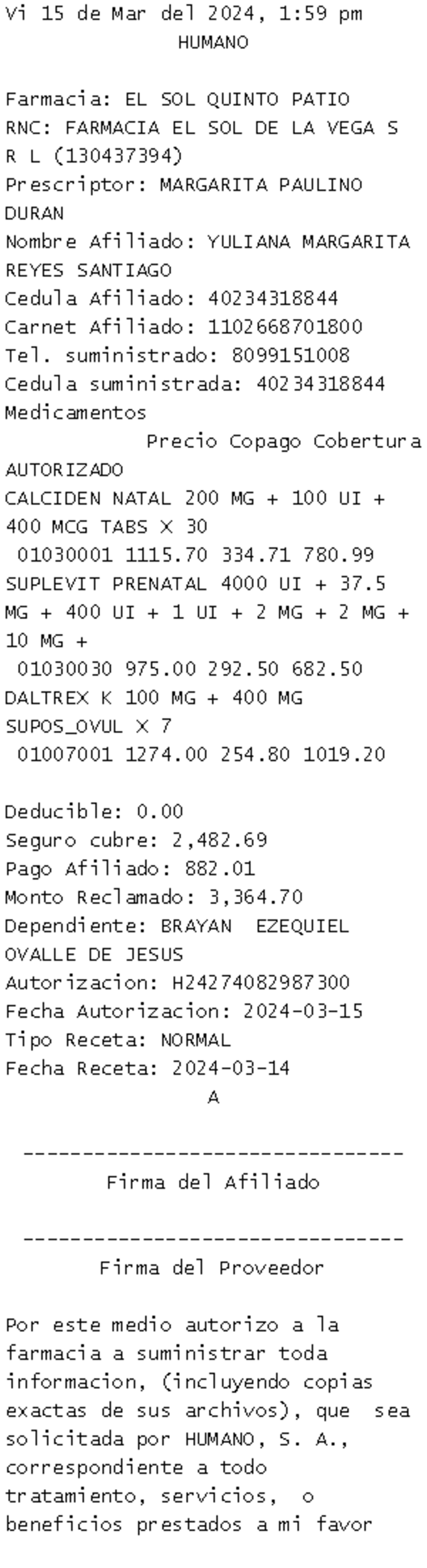 24274082987300 in Vi 15 de Mar del 2024, 159 pm HUMANO Farmacia EL