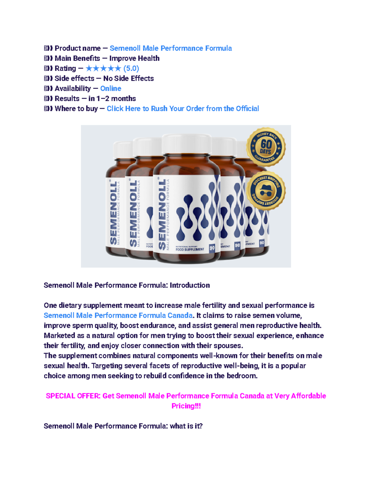 Semenoll Male Performance Formula Canada⚠️NEW Beware - Product name ...