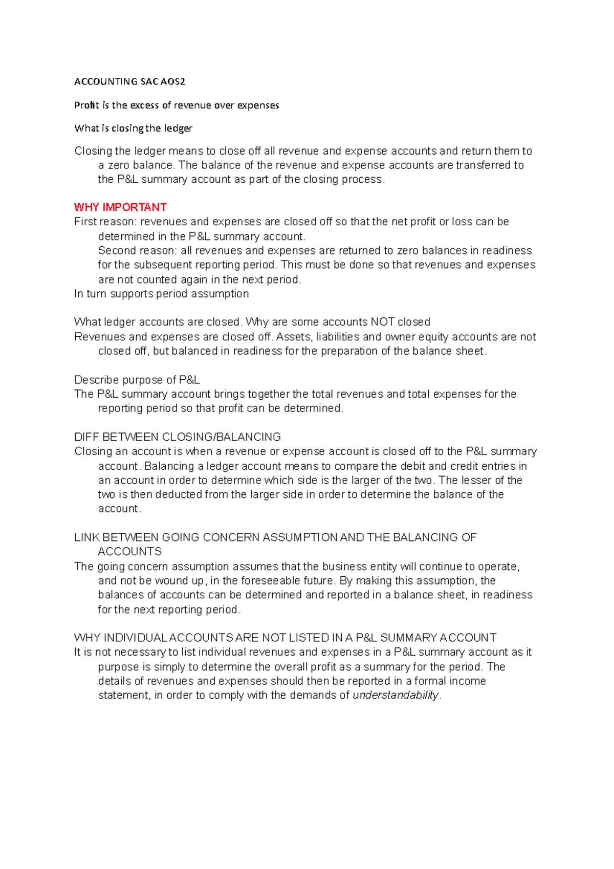 Accounting Sac Aos2 - Accounting Sac Aos Profit Is The Excess Of 