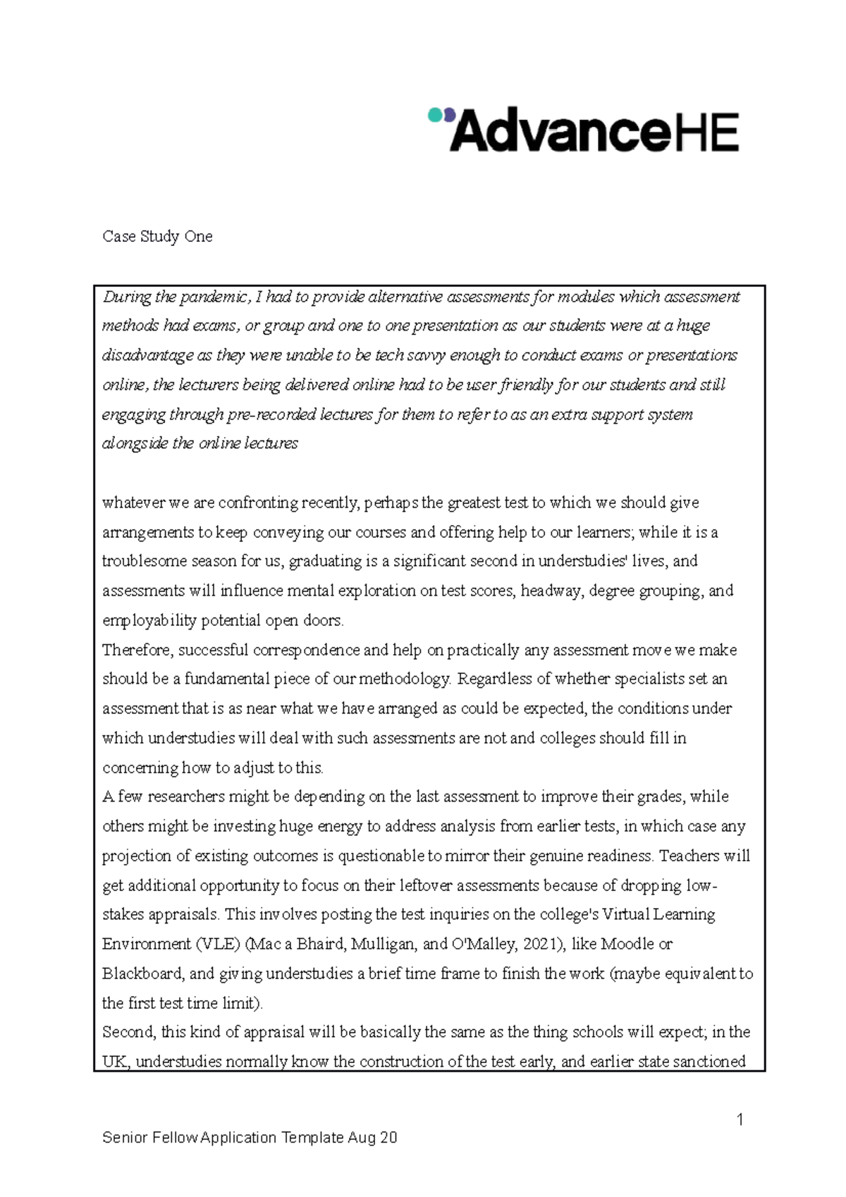 AE14 - UK-03720 - It is an assignment - Case Study One During the ...