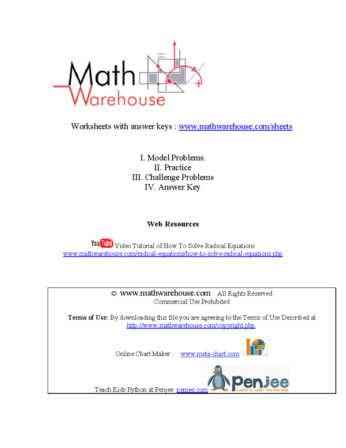 Endje - idk - Worksheets with answer keys : mathwarehouse/sheets I ...