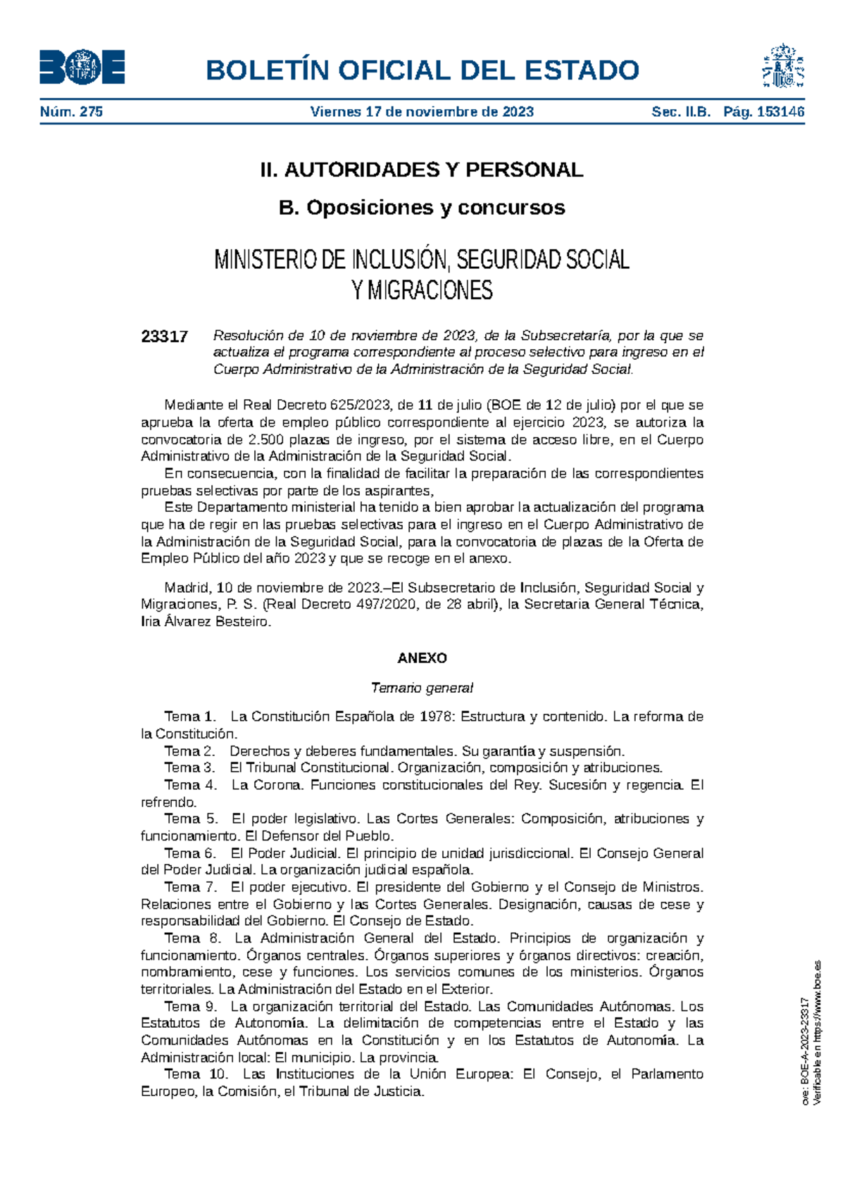 BOE-A-2023-23317 - Hdsd fjke fjrw - II. AUTORIDADES Y PERSONAL B ...