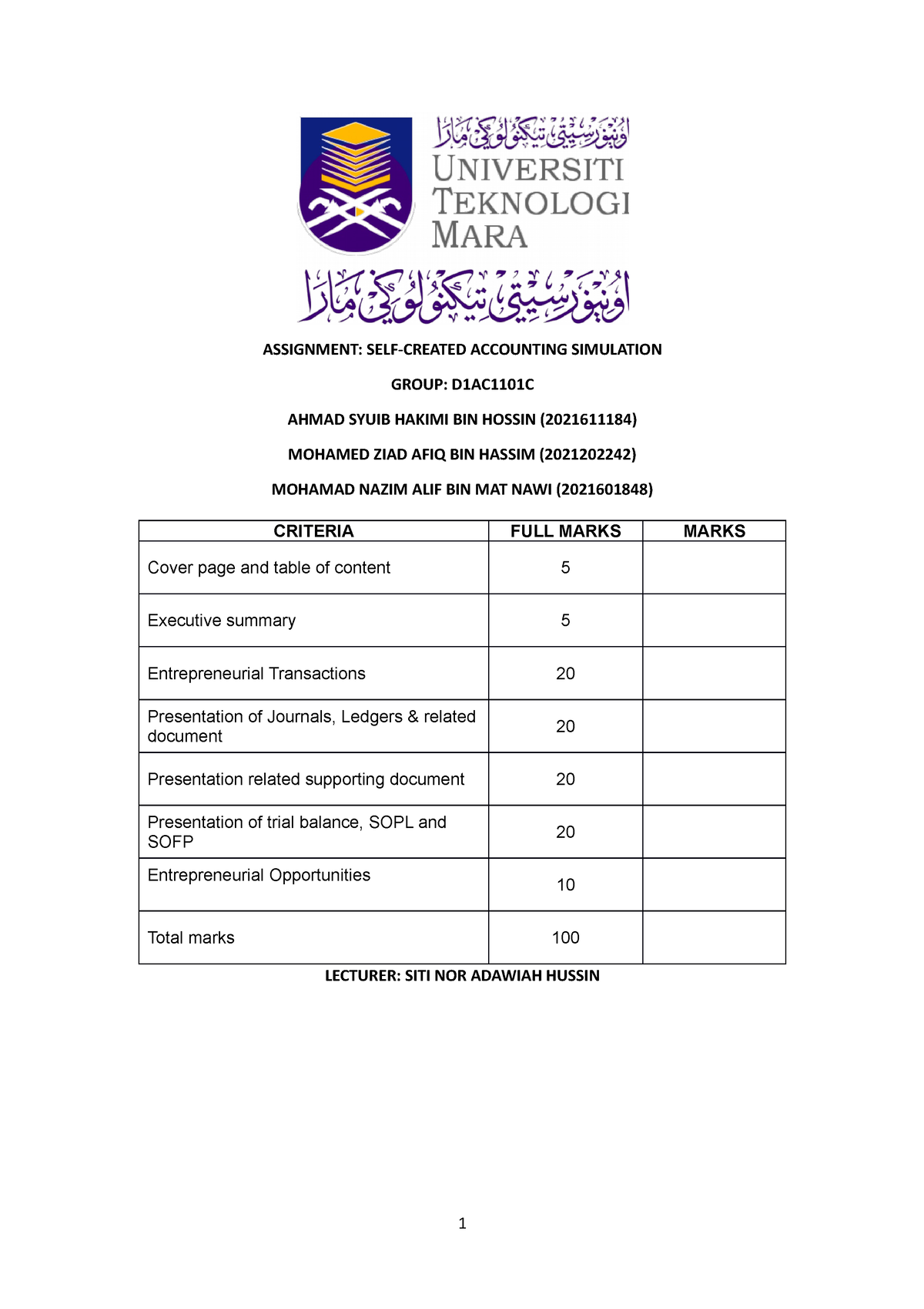 assignment accounting uitm