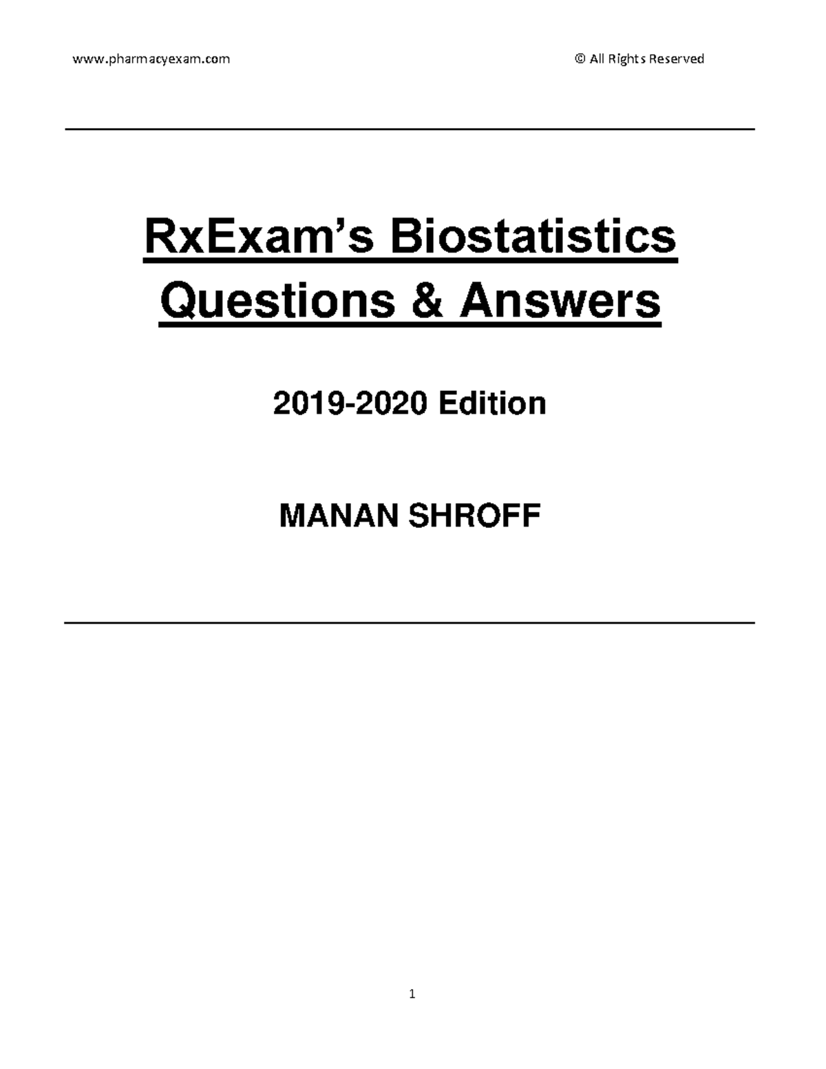 Biostatistics Sample Questions-2 - RxExam’s Biostatistics Questions ...