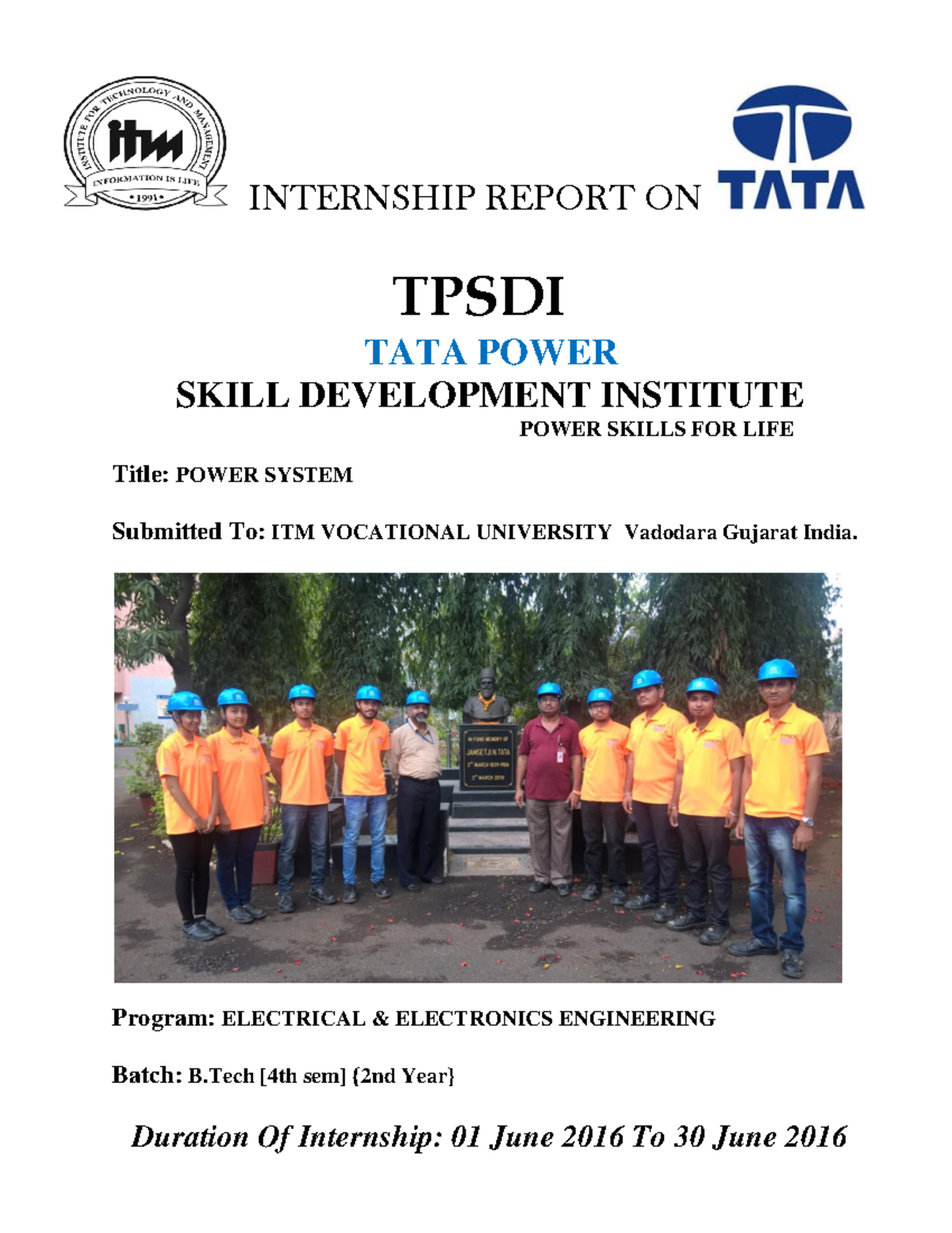 Report of Internship at Tpsdi Final to send - INTERNSHIP REPORT ON ...