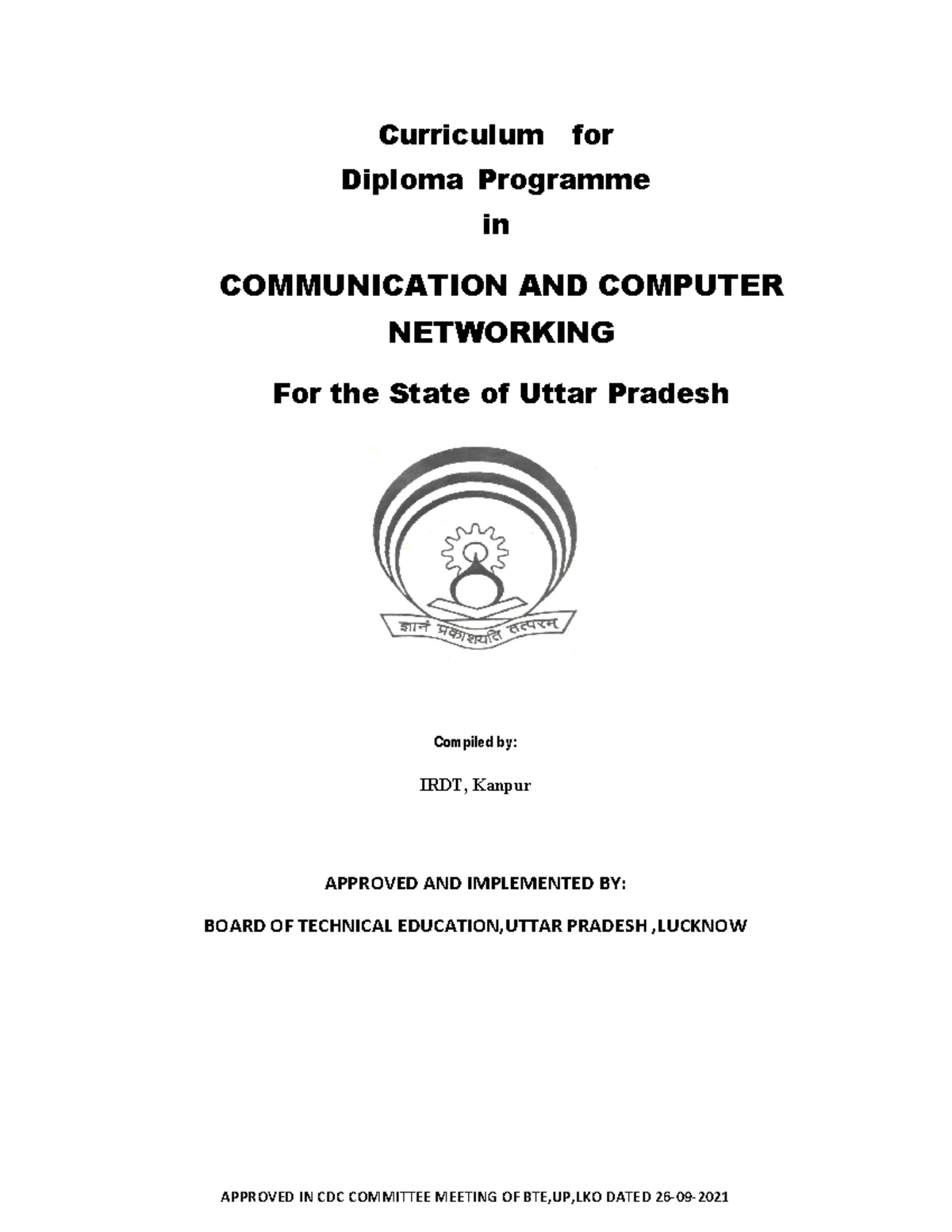 369 Communication AND Computer Networking Curriculum for Diploma