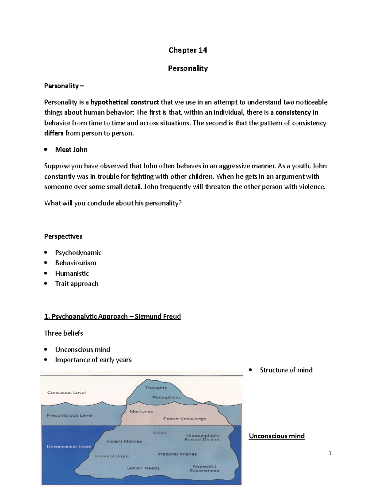 Chapter 14 2022 - Summary Of Class Notes - Chapter 14 Personality ...