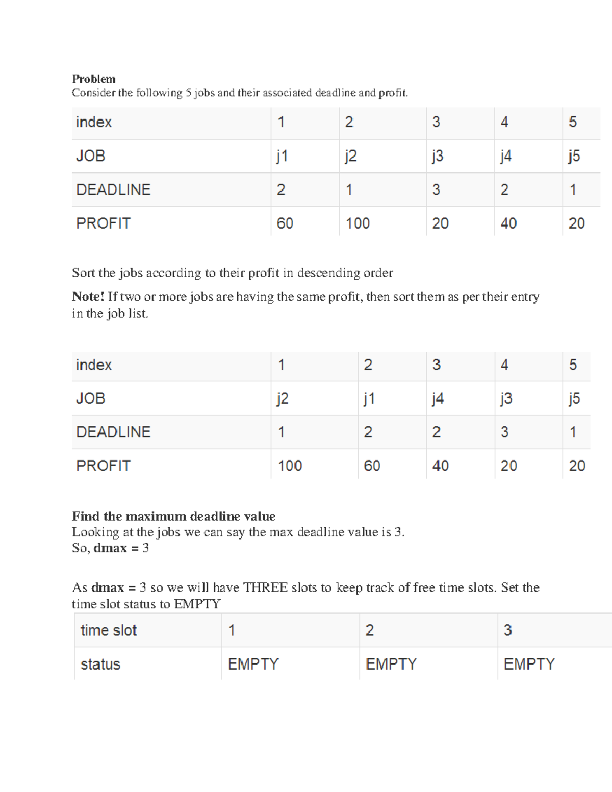 Job sequrncing - rherhrehre - Problem Consider the following 5 jobs and ...