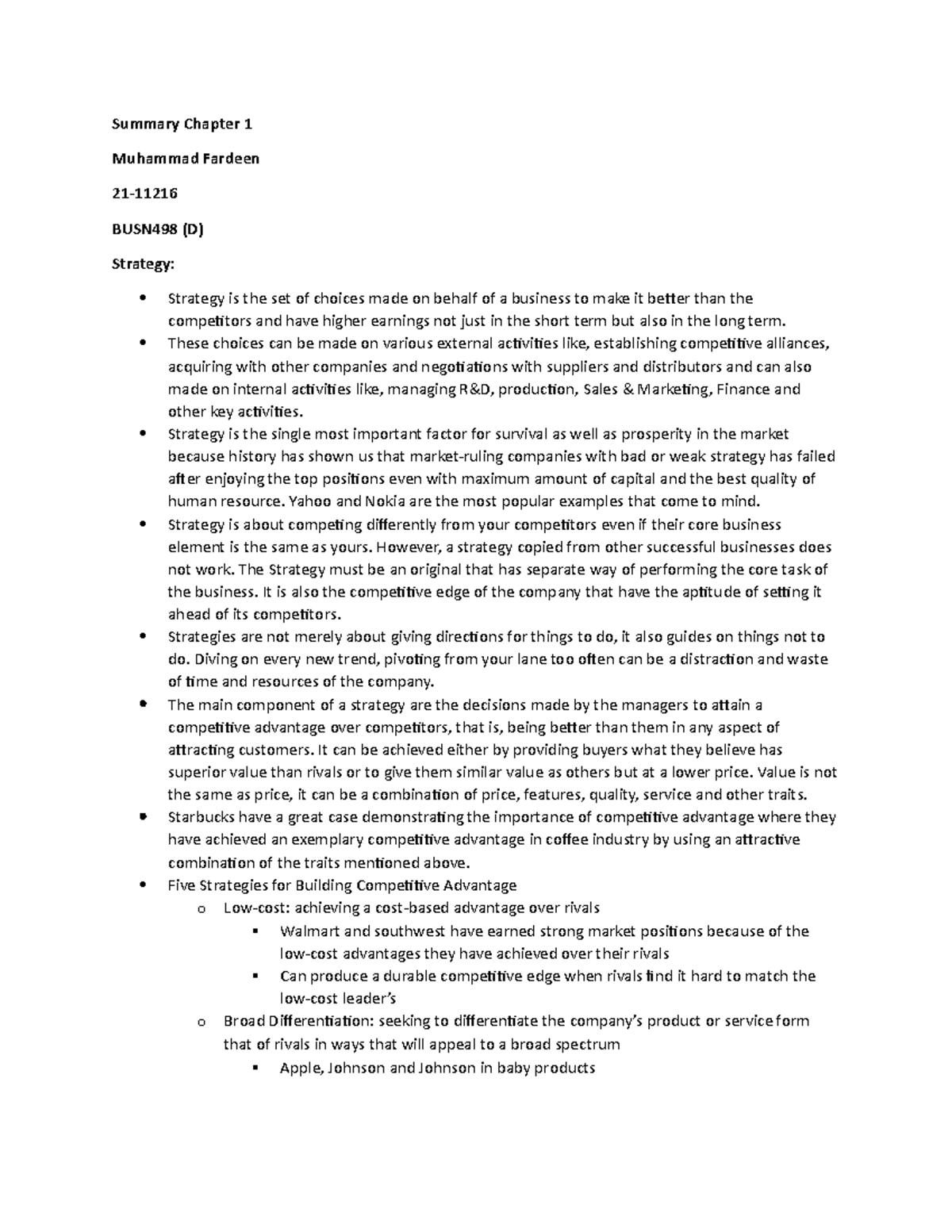Summary of ch 1 (What Is Strategy and Why Is It Important) - Summary ...