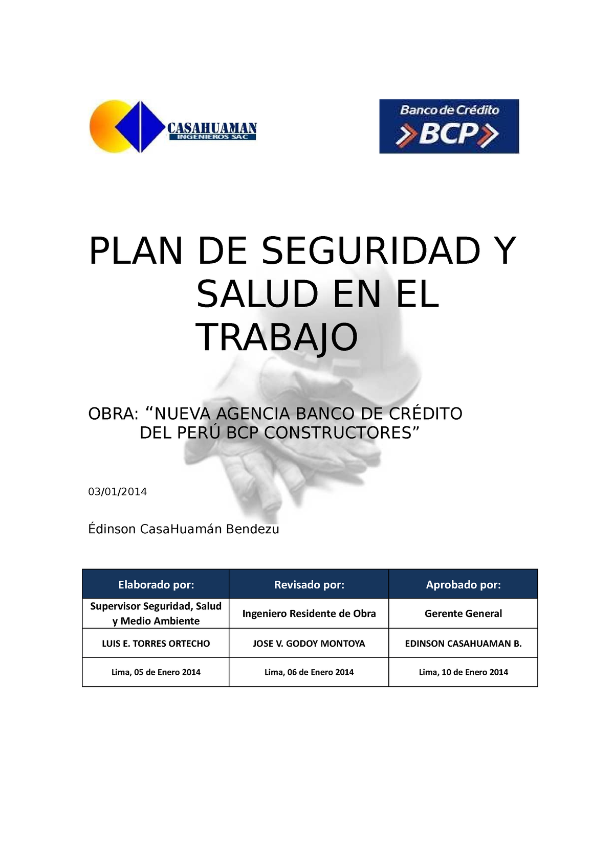 206536896 Plan De Seguridad Y Salud En El Trabajo Bcp Constructores ...