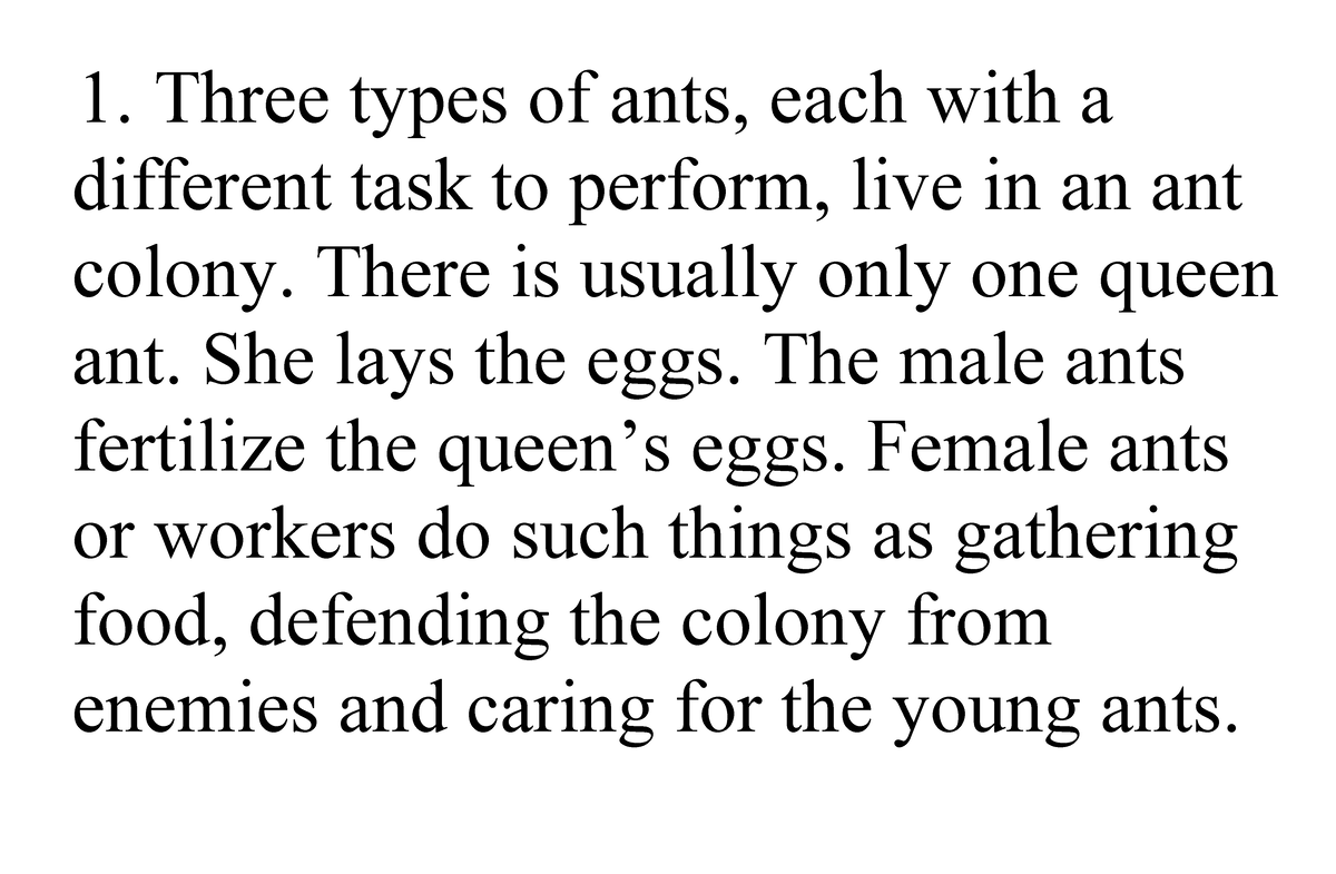 Three types of ants - learning materials - 1. Three types of ants, each ...