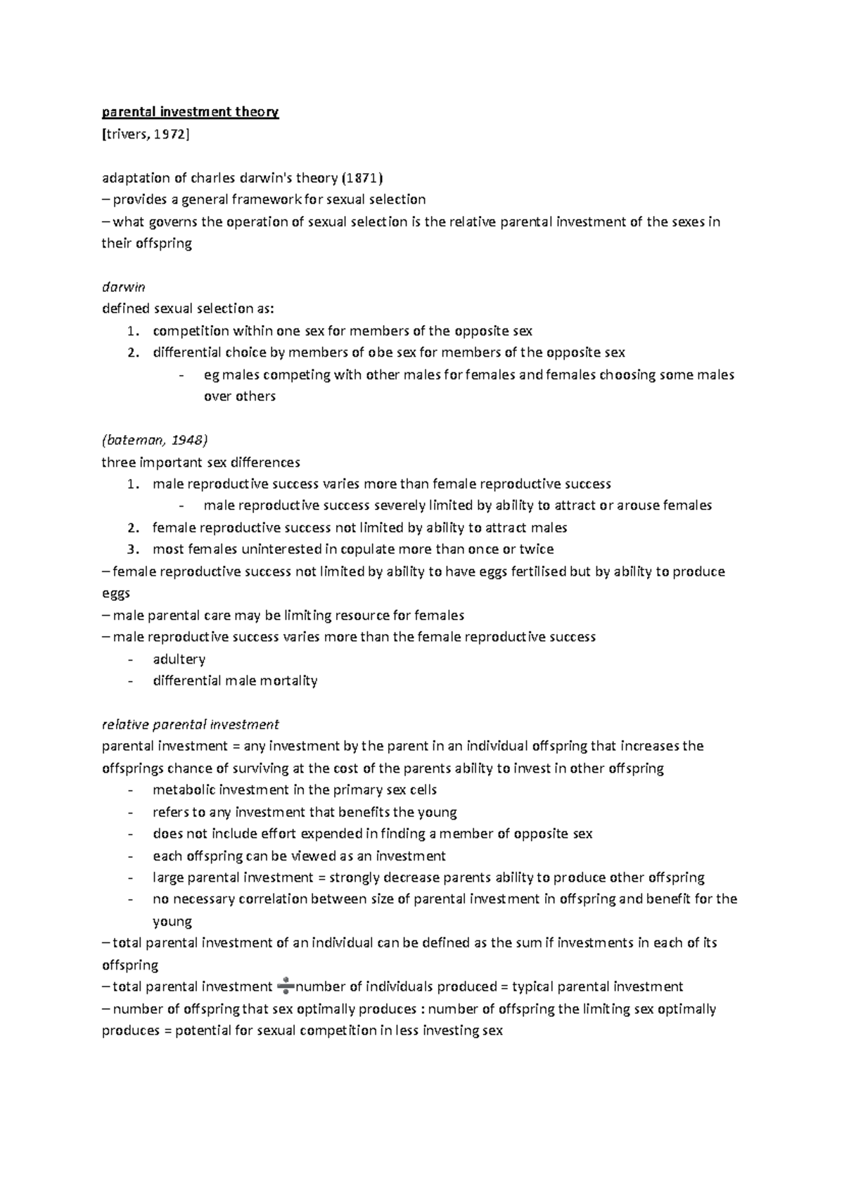 Parental investment theory parental investment theory [trivers, 1972