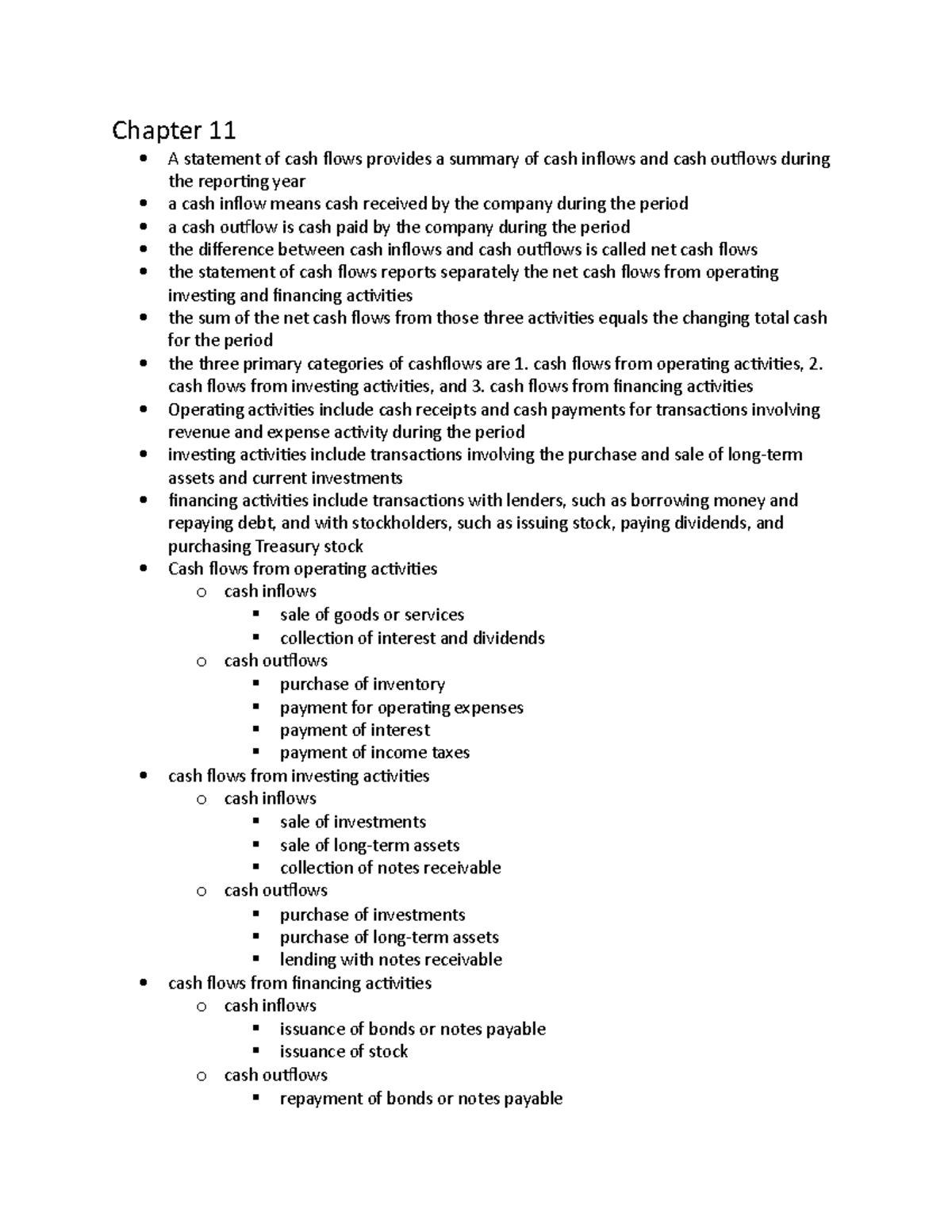 Chapter 11 - Lecture notes 11-Trone - Chapter 11 A statement of cash ...