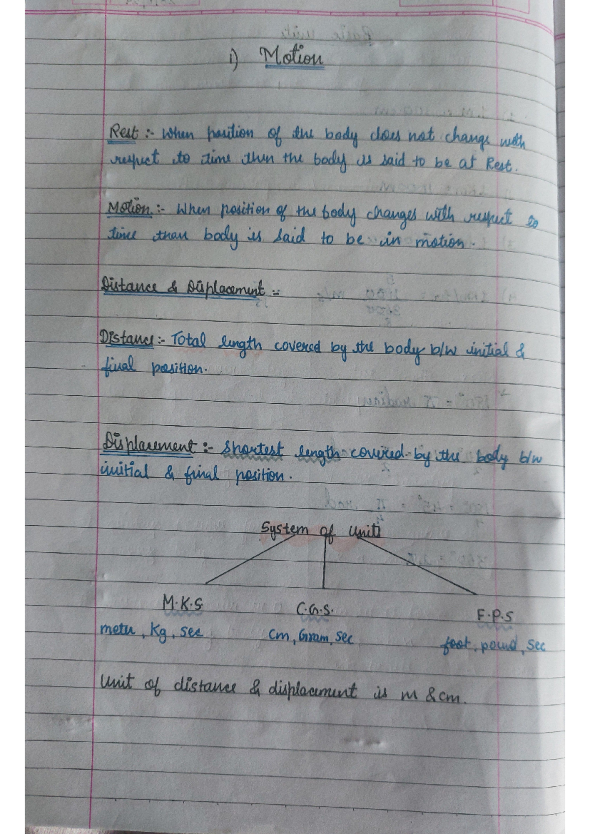 Physics - you give me notes plz - tive aired 1) Motion Rest When ...