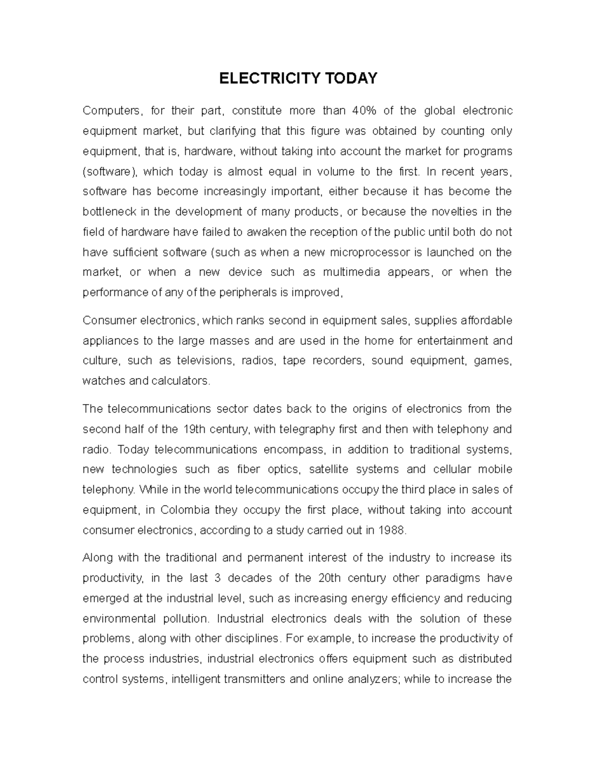 Electricity Today ELECTRICITY TODAY Computers, for their part