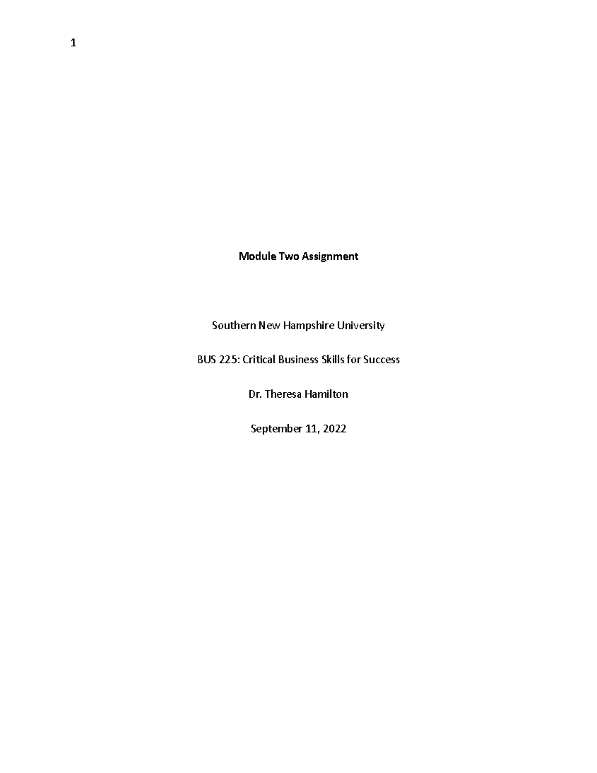 BUS 225 Module Two Assignment - Module Two Assignment Southern New ...