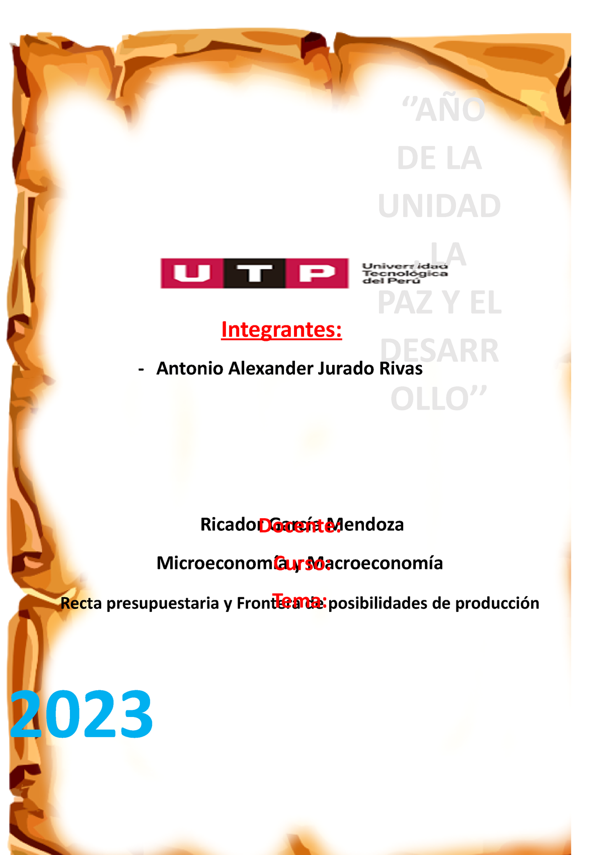 F.P.P Y Recta Presupuestaria - 2023 Recta Presupuestaria Y Frontera De ...