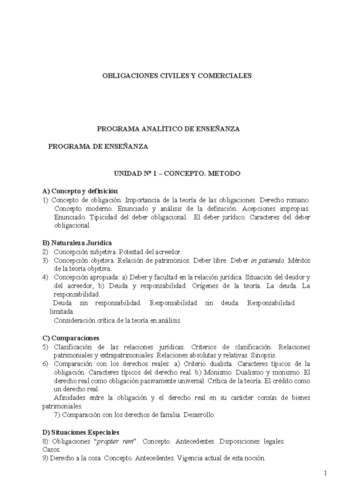 Programa UBA Obligaciones Civiles Y Comerciales - OBLIGACIONES CIVILES ...