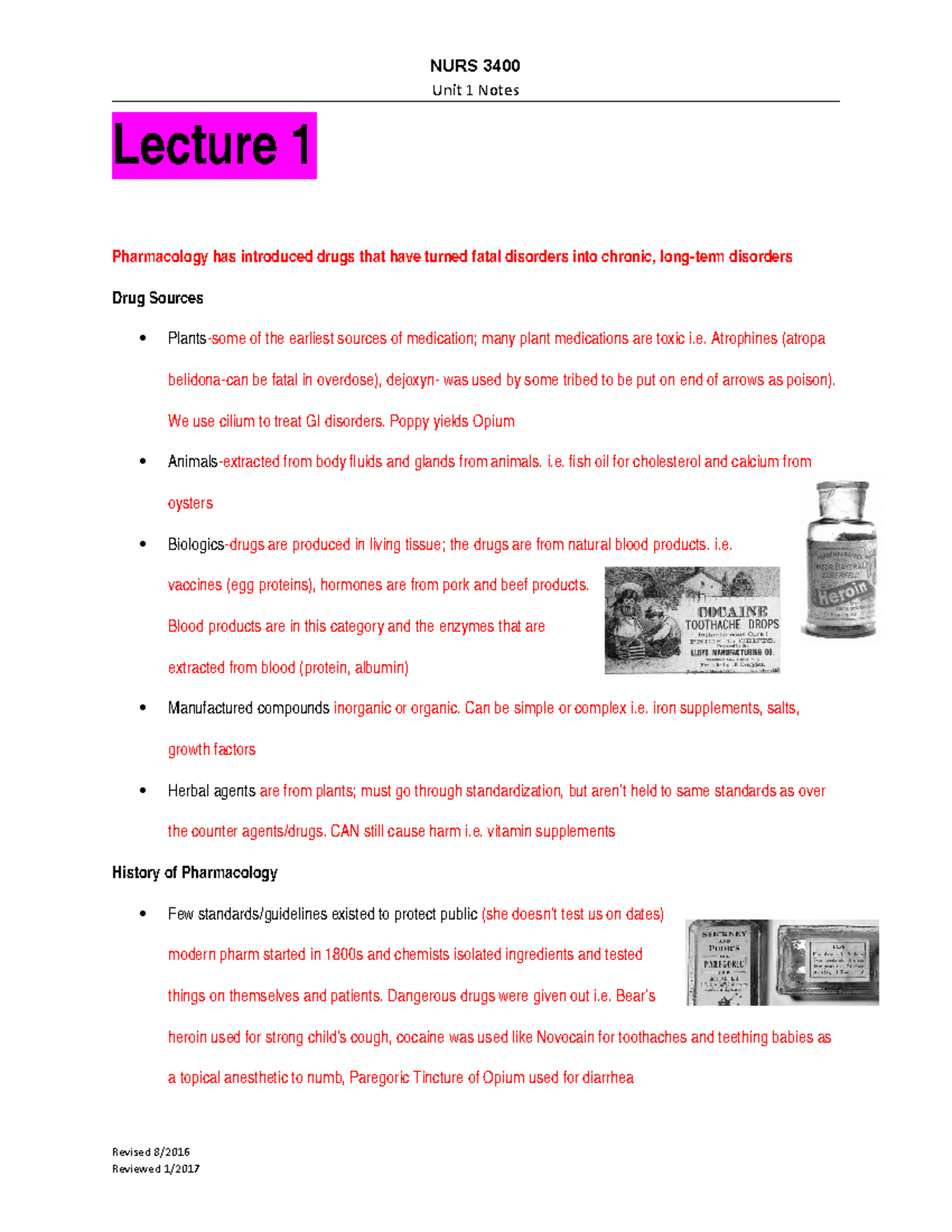 Pharm Unit 1 Compiled - unit 1 notes - Unit 1 Notes Lecture 1 ...