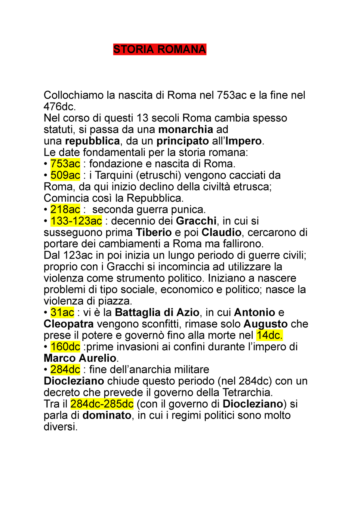 Appunti Storia Romana Storia Romana Collochiamo La Nascita Di Roma