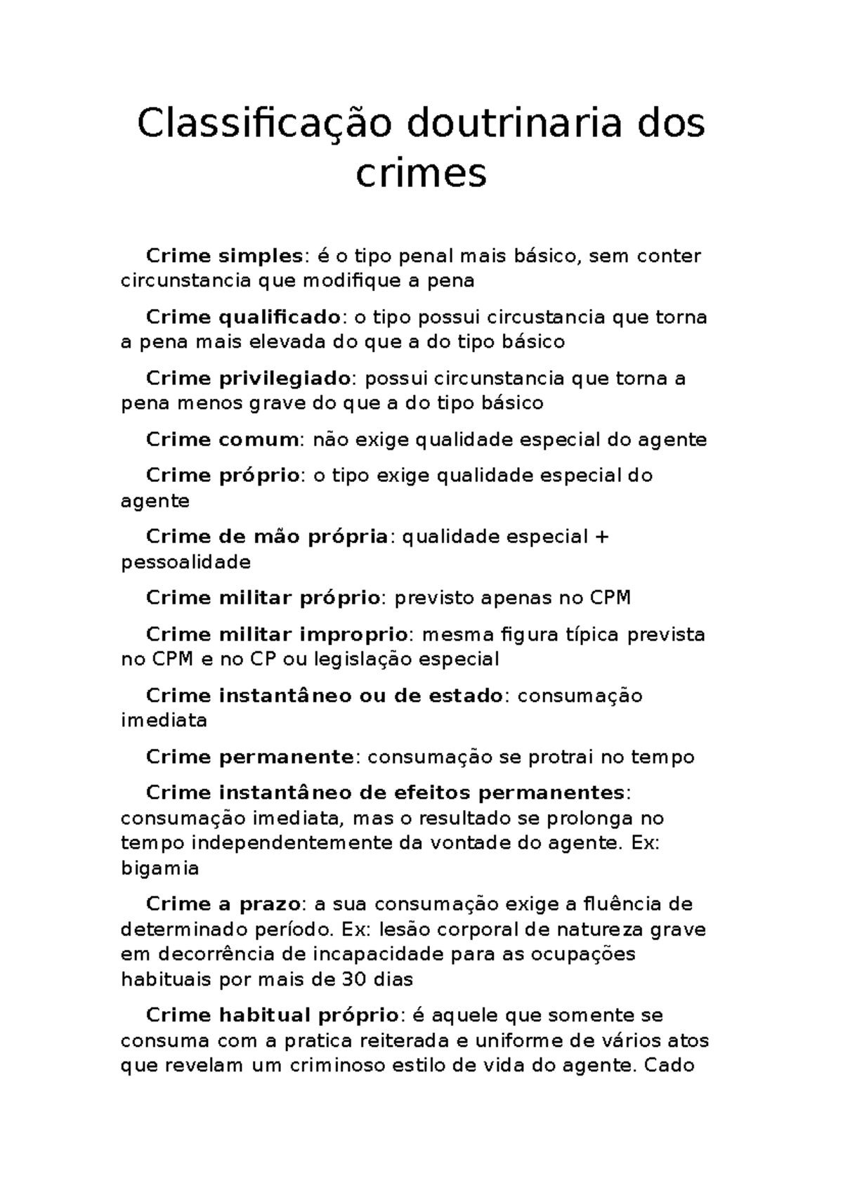 Classificação Doutrinaria Dos Crimes Classificação Doutrinaria Dos Crimes Crime Simples é O 5299