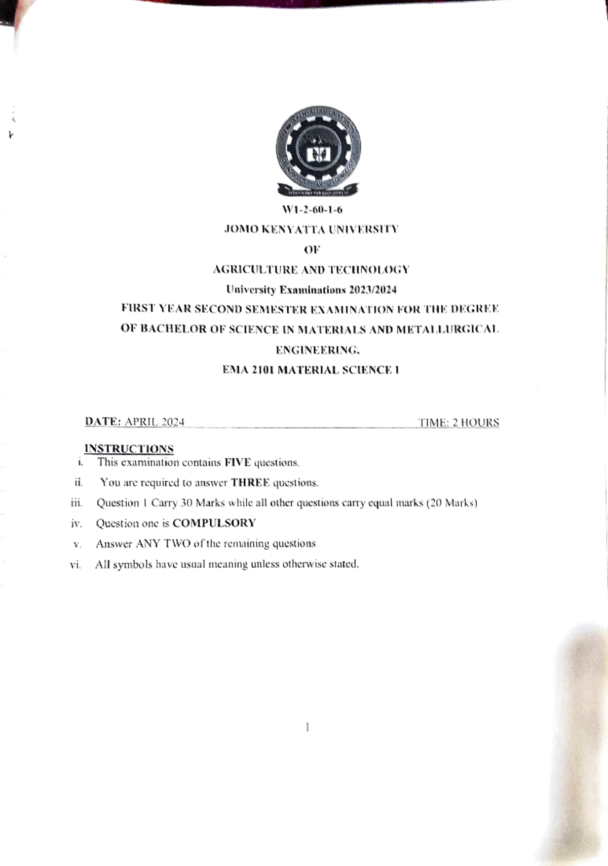 Material Science 1 final exam Vi. All symbols havc usual mcaning