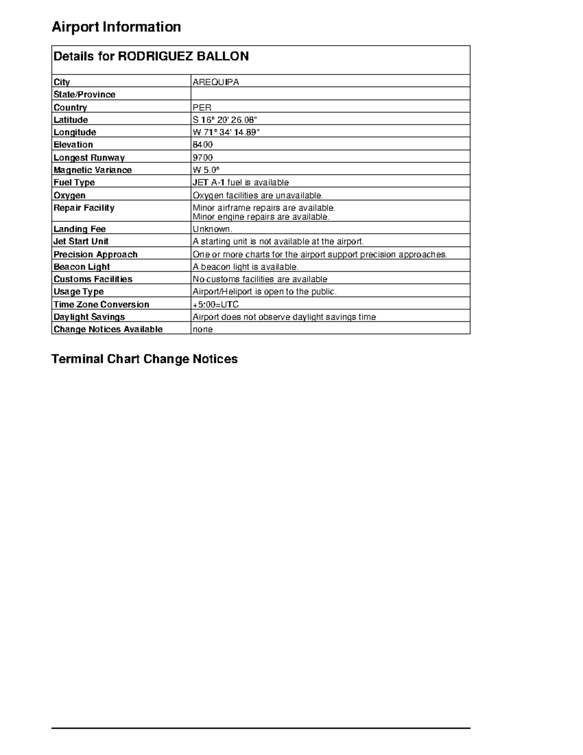 Cartas Jeppesen SPQU spqu Airport Information Terminal Chart Change