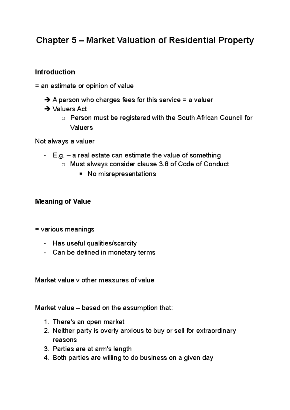 Chapter 5 - Market Valuation Notes - Chapter 5 – Market Valuation of ...