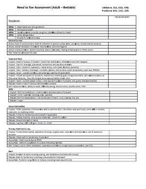 NURS 190 Physical assessment - StuDocu