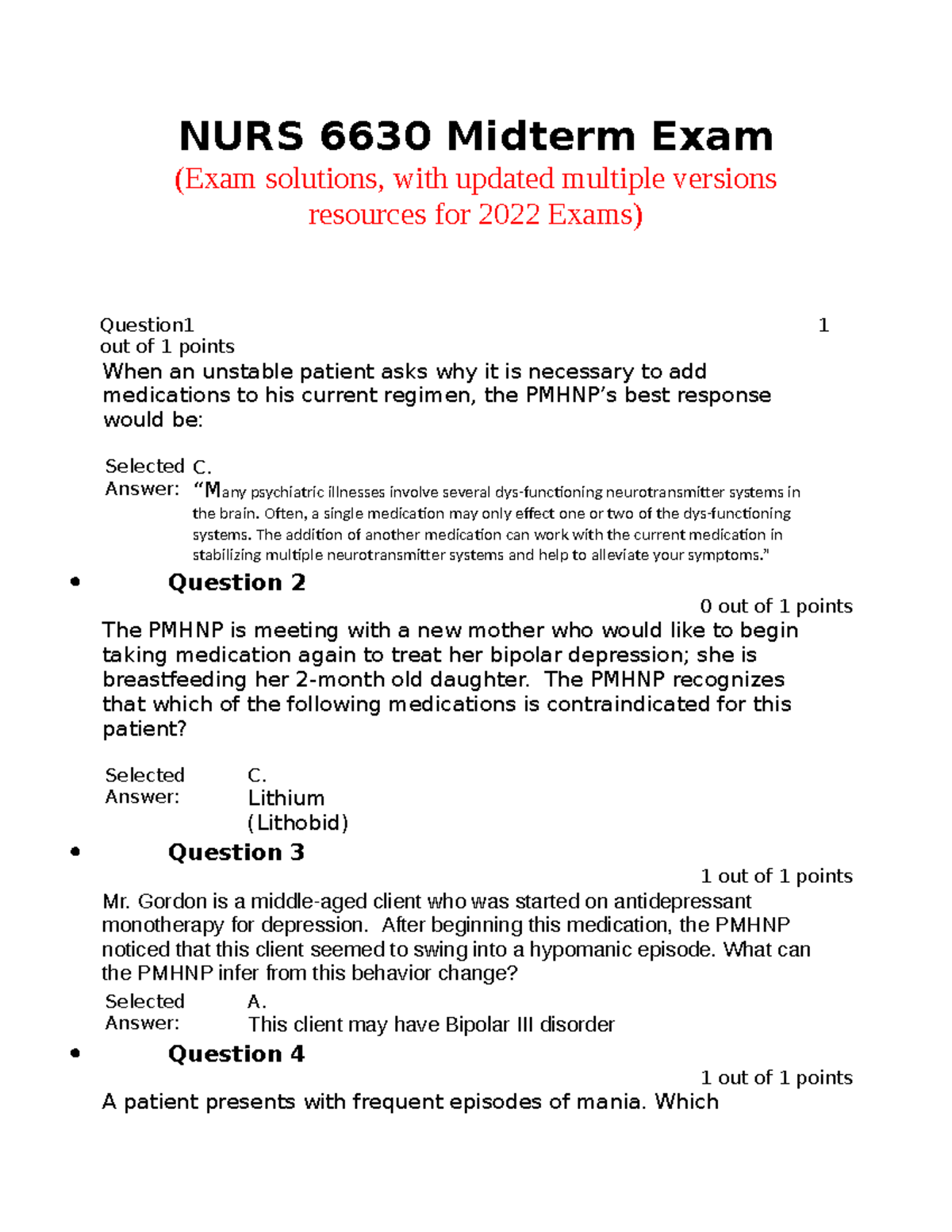 NURS 6630 Midterm Exam 2022 - NURS 6630 Midterm Exam (Exam Solutions ...