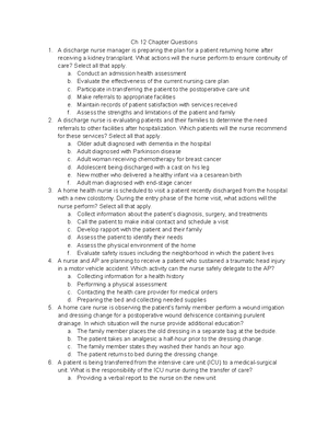 Ch. 7 Nclex - Fundamentals - Ch 7: Chapter questions A nursing ...