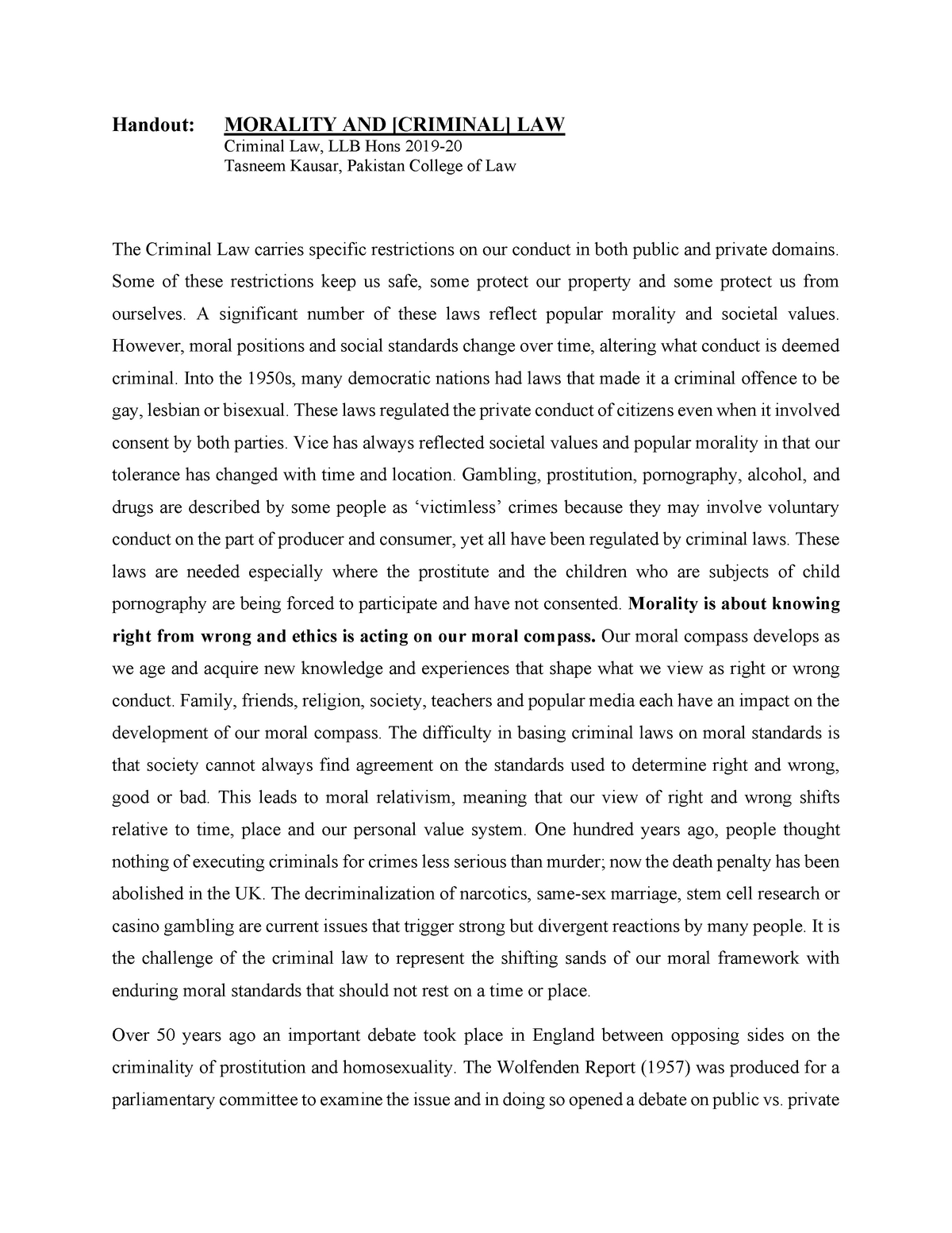 criminal law and common morality research paper