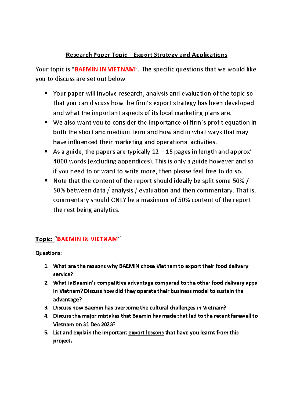 Group-9 - practice - Research Paper Topic – Export Strategy and ...