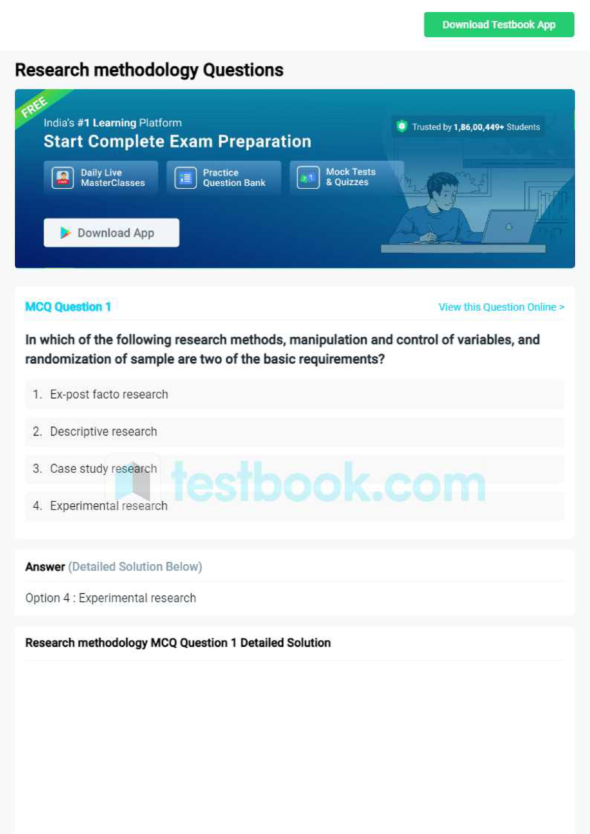 research methodology question paper mcq