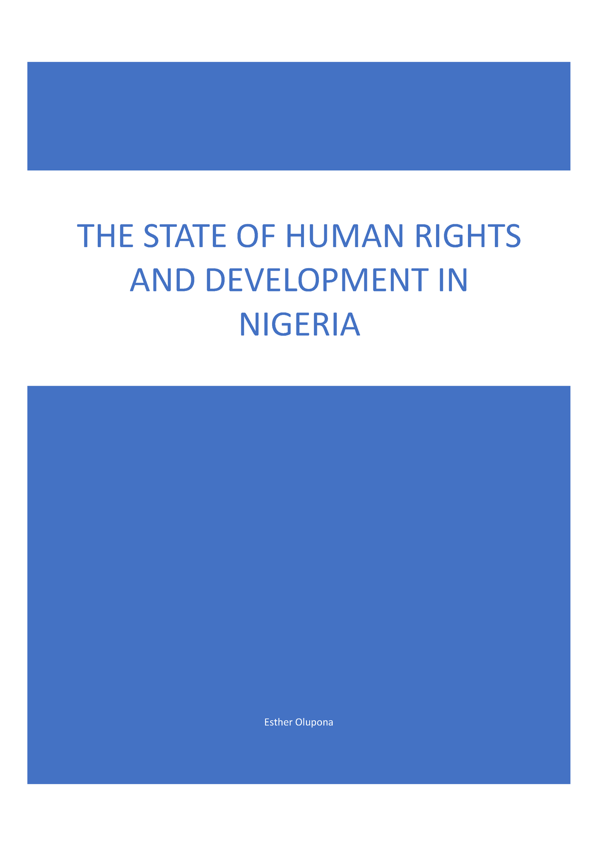 State Of Human Rights And Development In Nigeria - Esther Olupona THE ...