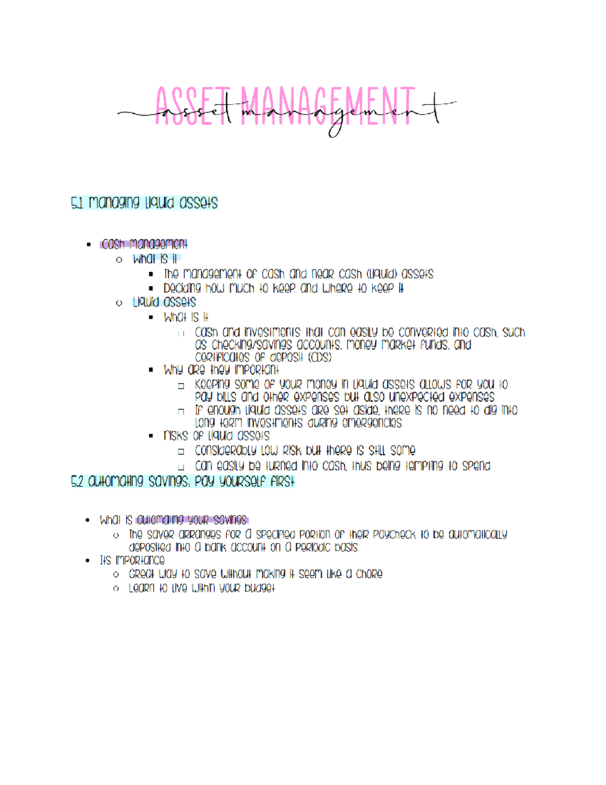 Chapter 5 assets - Dr. Eastman FIN 143 Spring 2021 - 5 managing Liquid ...