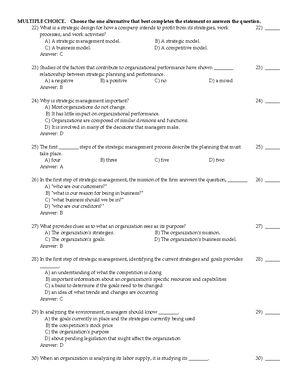 Chapter 1 Multiple Choice Questions - MULTIPLE CHOICE. Choose The One ...