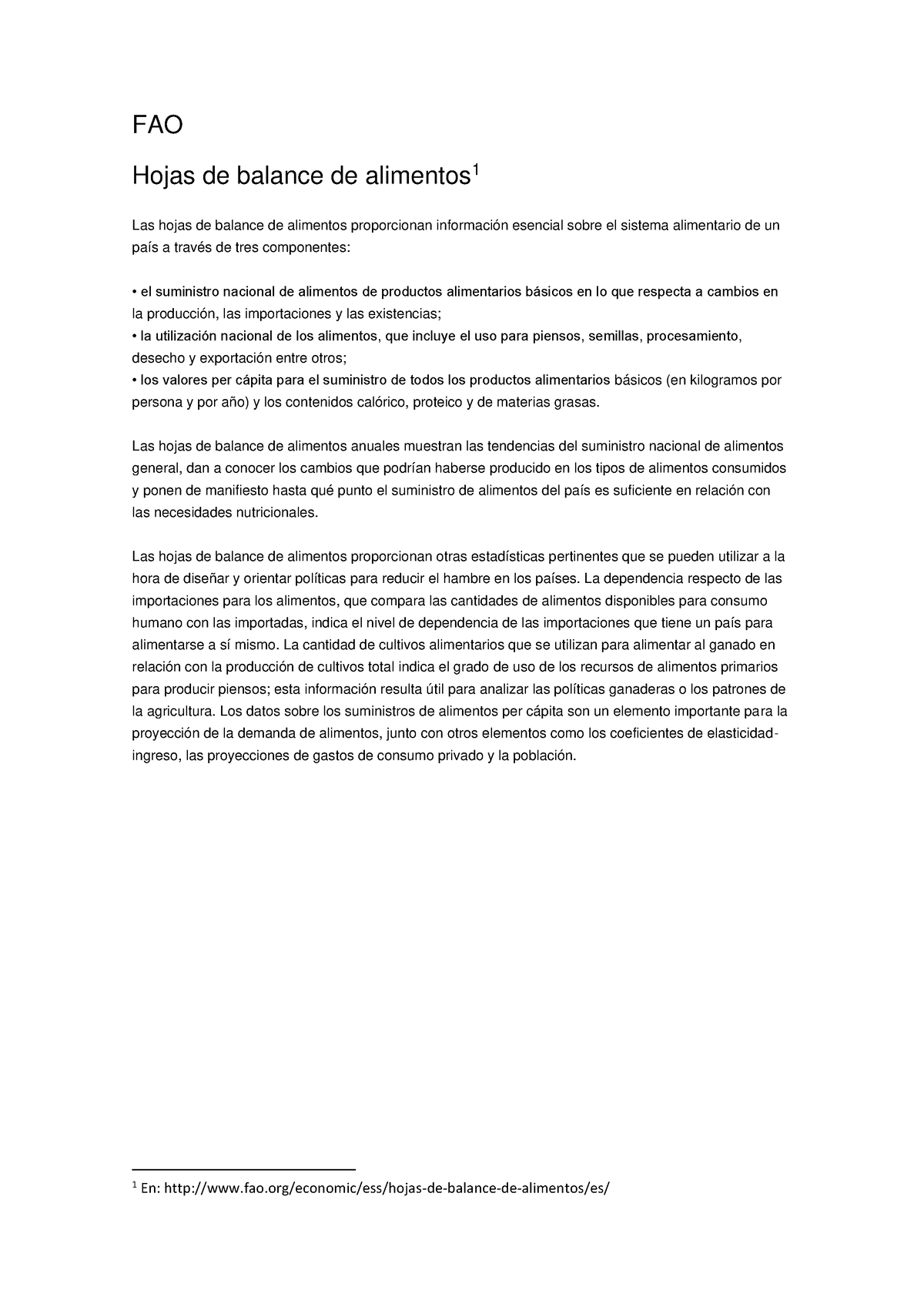 Apunte 10 Balance Fao Fao Hojas De Balance De Alimentos 1 Las Hojas