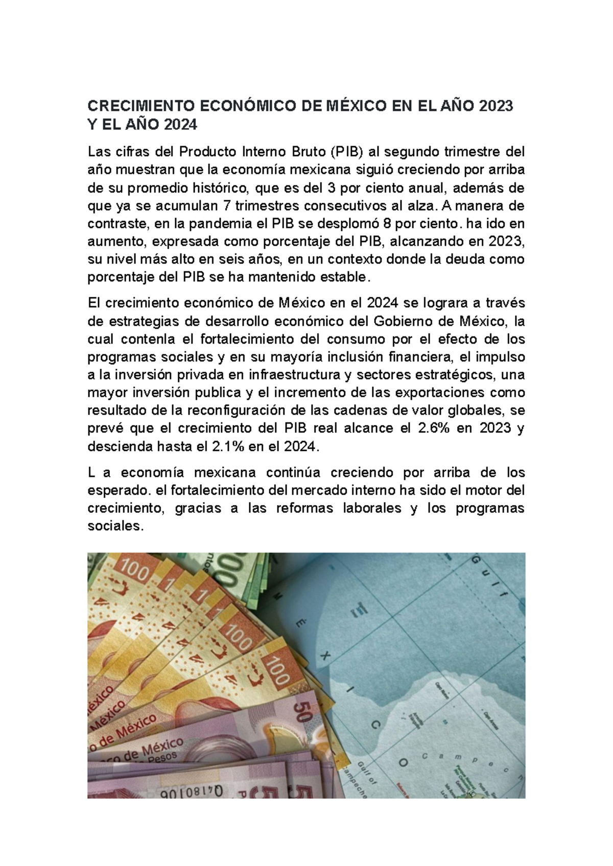 Crecimiento Económico DE México EN EL AÑO 2023 Y EL AÑO 2024 ...