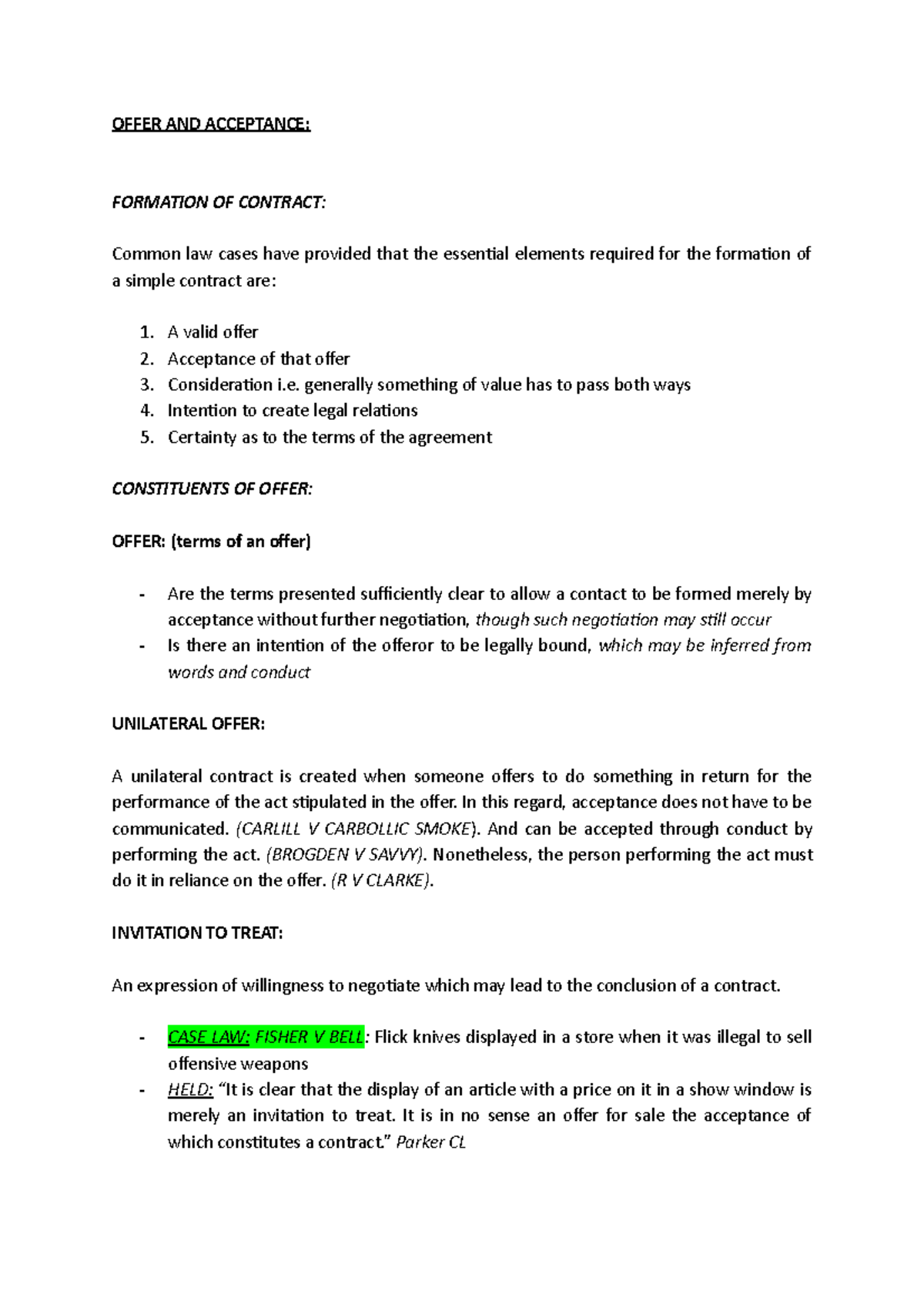 Contracts Cheat Sheet Offer And Acceptance Formation Of Contract Common Law Cases Have Contracts Cheat Sheet Offer And Acceptance Formation Of Contract Common Law Cases Have