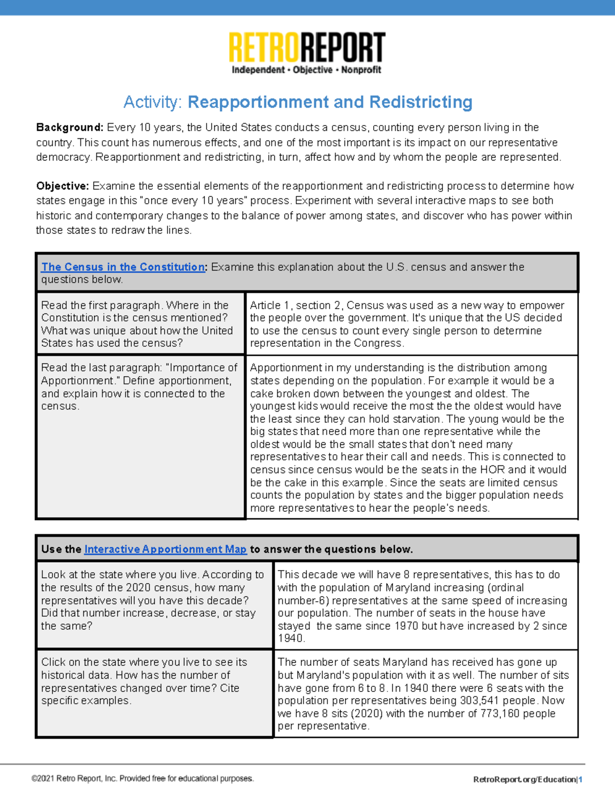 Reapportionment & Redistricting: The Aphg Connection - wy31nsh