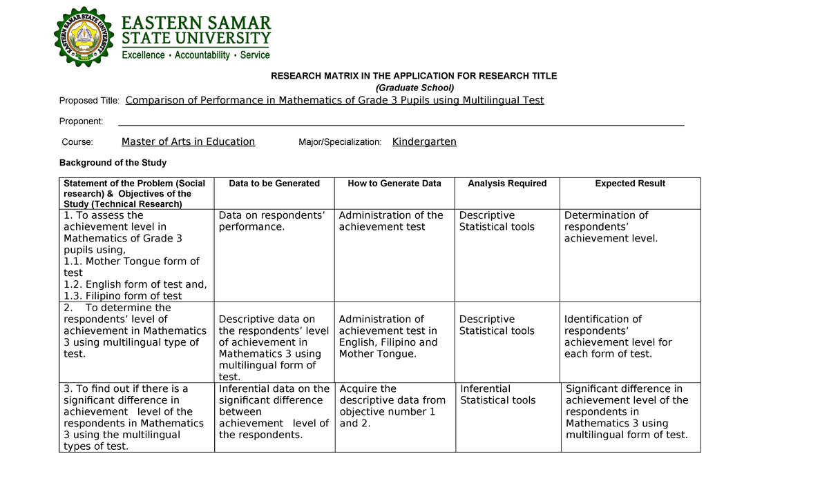 Matrix-IN-THE- Application-FOR- Research- Title-1 - RESEARCH MATRIX IN ...