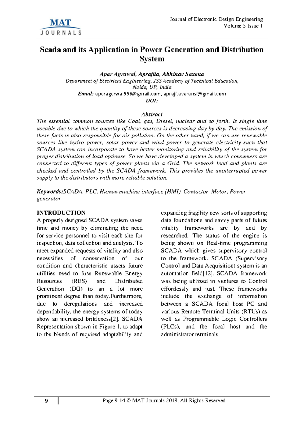(9-14) Scada AND ITS Application IN Power Generation AND Distribution ...
