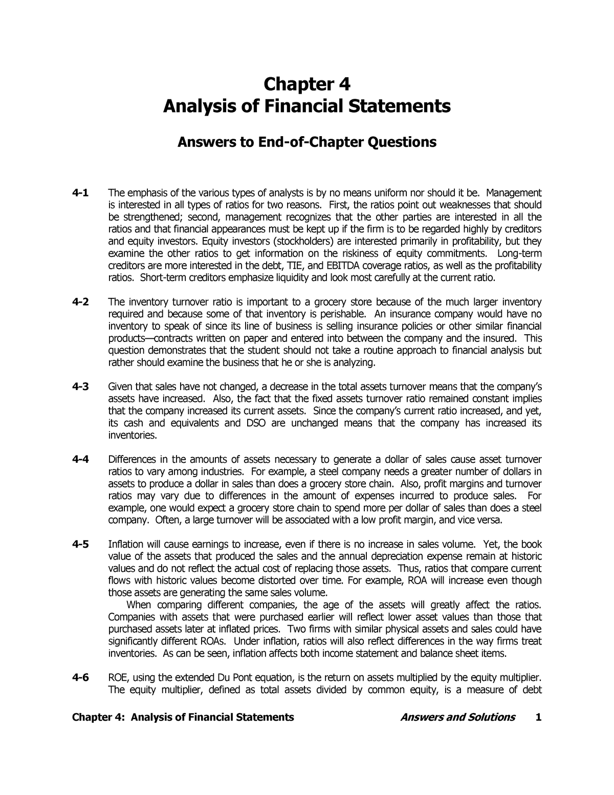 04. End Of Chapter Solutions - Chapter 4: Analysis Of Financial ...