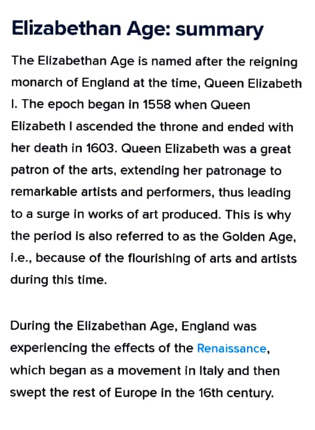 assignment on elizabethan age