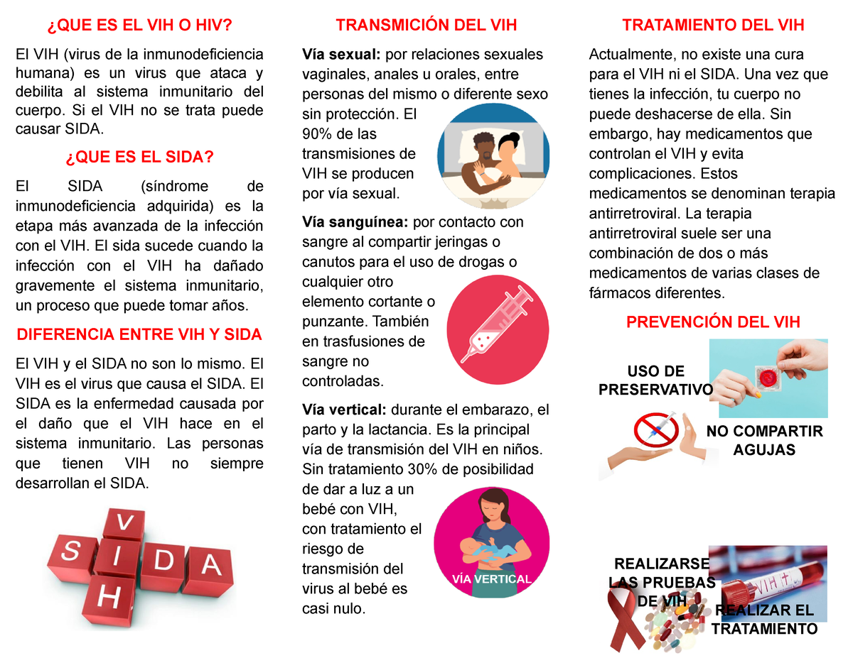 Triptico VIH - ¿QUE ES EL VIH O HIV? El VIH (virus De La ...