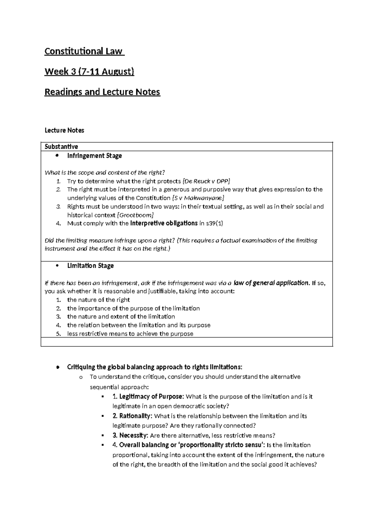 Constitutional Law Semester 2 Week 3 - Constitutional Law Week 3 (7-11 ...