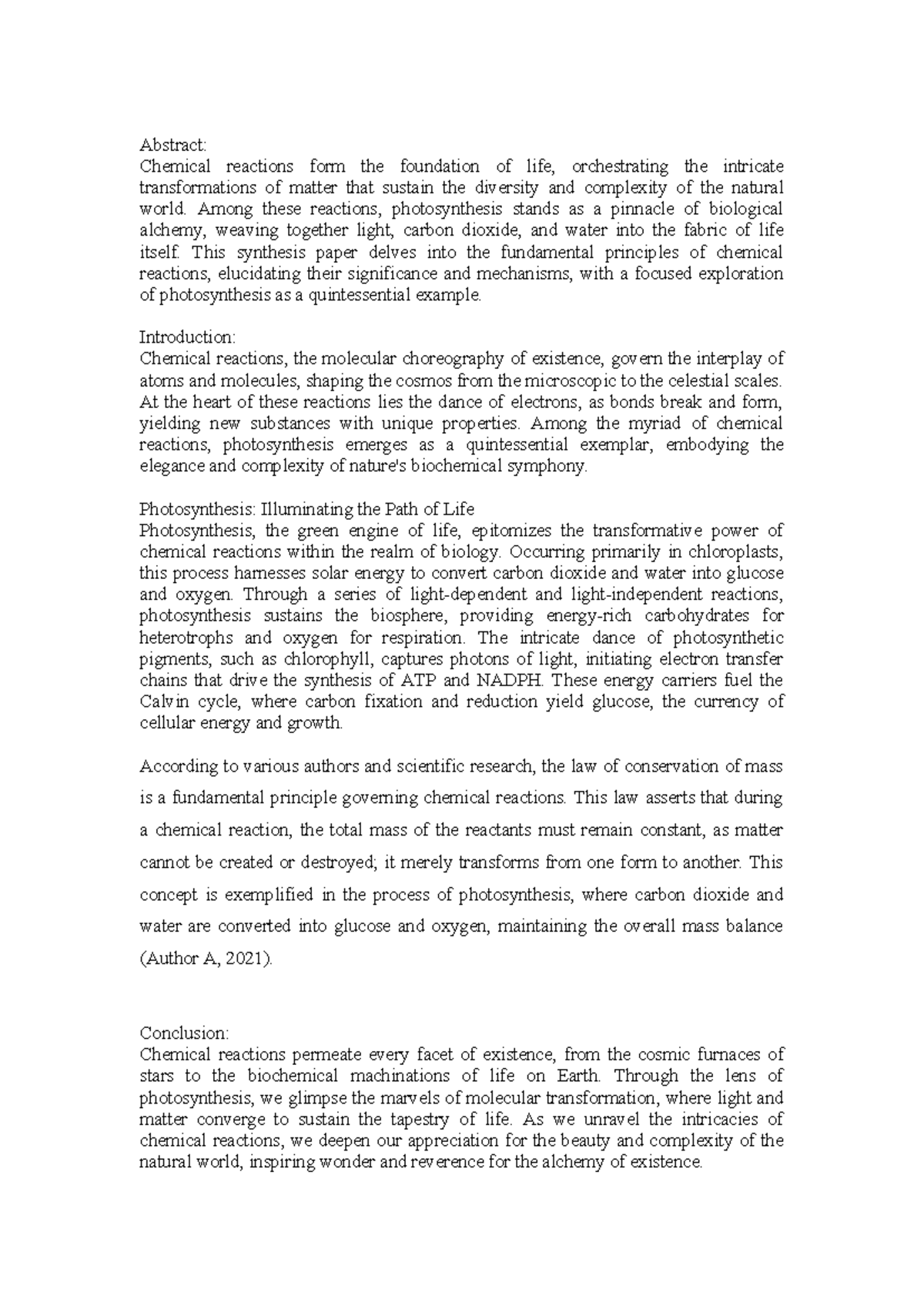 Abstract - abstracf - Abstract: Chemical reactions form the foundation ...