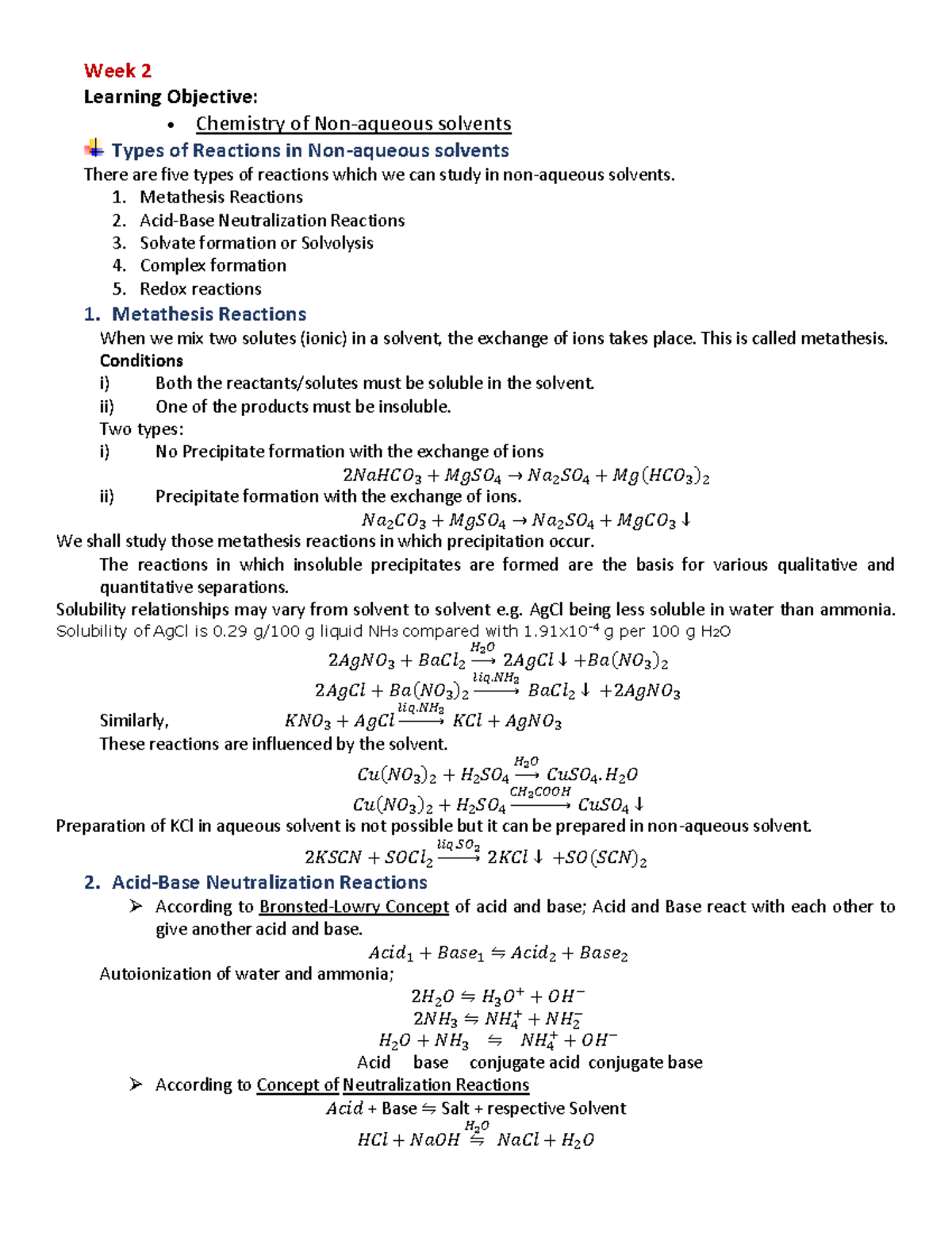 W2 Types of R & liq - Week 2 Learning Objective: Chemistry of Non ...